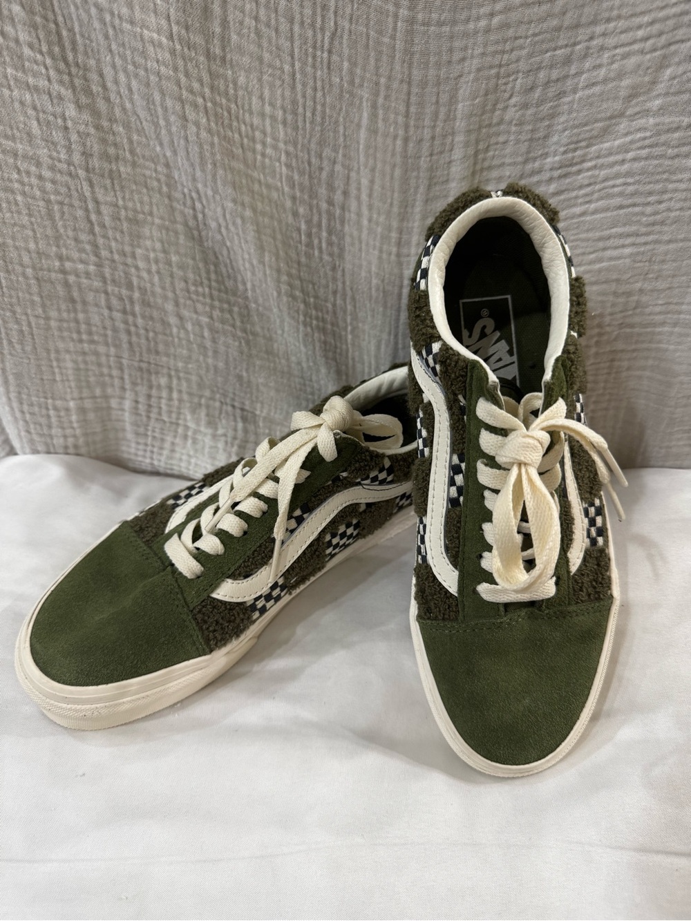 Vans Olive Green High-Top Checkerboard Suede Sneakers